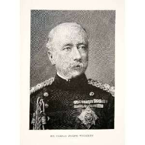 1897 Print Wood Engraving Portrait British Field Marshal Garnet Joseph 