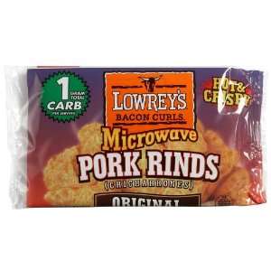 Lowreys Bacon Curls, Microwave Pork Rinds (18 Bags, Original, 1 case 
