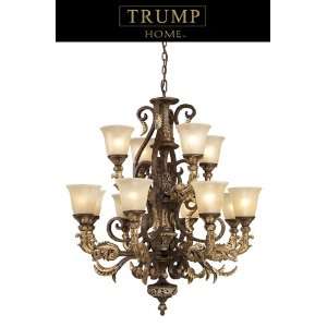  12 LIGHT CHANDELIER IN BURNT BRONZE W35 H38