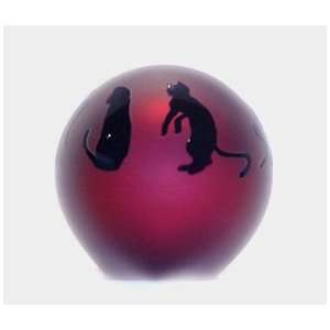 Correia Designer Art Glass, Paper Weight Cats, ruby/black  