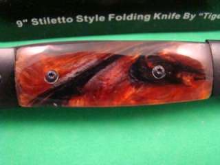 Tiger SS Assist Open Orange Stiletto Folding Pocket Knife I 30 