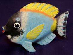 Hand Painted Carved Solid Wood TROPICAL FISH R6  