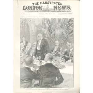  2 Official Banquets London 1895 Antique Print
