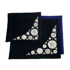   Centimeter Light Blue Velvet Tallit Bag Set with Circles and Triangles