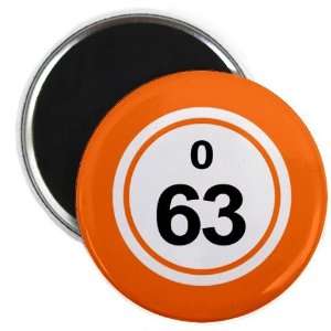  Bingo Ball O63 SIXTY THREE Orange 2.25 inch Fridge Magnet 