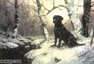 Black Labrador in Snowy Wood BY John Trickett Jigsaw Puzzle  
