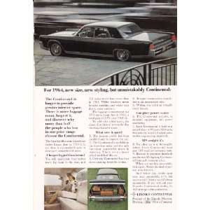  1964 Ad Lincoln Continental Original Antique Car Ad 