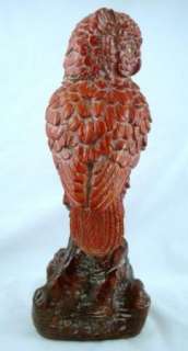 Vintage 1974 Signed Jaru Pottery Red Owl Perched On Tree Stump  