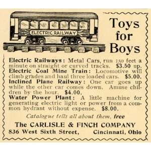  1897 Ad Carlisle Finch Boys Toys Electric Railway Set 