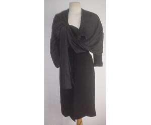 Tracy Reese black wool eve skirt suit pleated shawl 4/6  