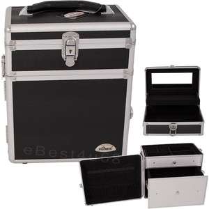 Jewelry Box Case Travel Aluminum Organizer PU6 Black  