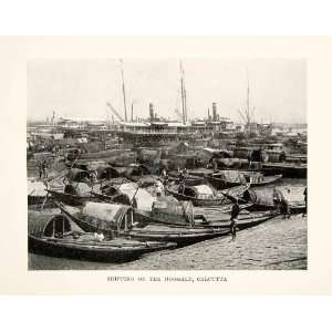  1907 Print Shipping Hooghly Calcutta Kolkata Boats River 