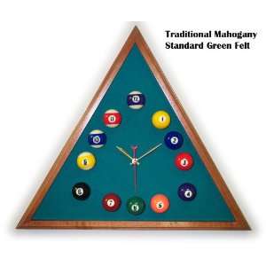   Triangle Billiard Clock Standard Green Mali Felt