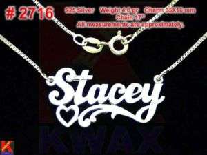 2716 Personalized Silver STACEY Name Necklace Charm  