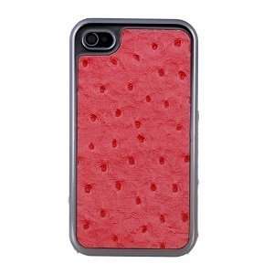  Metallic Frame Leather Back Case for iPhone 4G Cell 