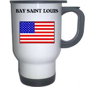 US Flag   Bay Saint Louis, Mississippi (MS) White Stainless Steel Mug