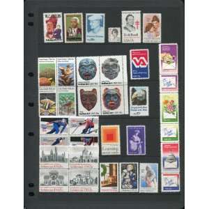  1980 USPS Set of Commemorative Stamps on Black Stock Sheet 