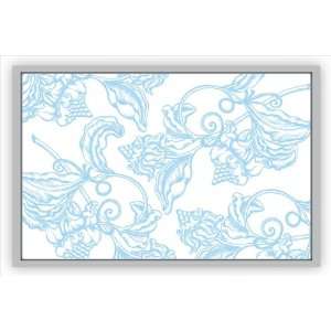  Light Blue Wood Cut Floral on Silver Tray (Large) Kitchen 