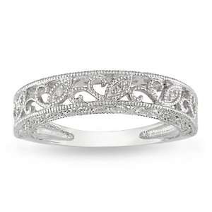  10k White Gold Womens 1/10ct TDW Diamond Wedding Ring (H 