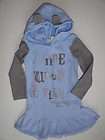 NWT Naartjie Size 3 Glitter Trimmed Hooded Dress Blue O