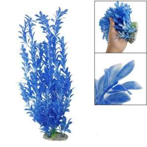   Sky Blue Leaf Ceramic Base Plastic Grass Plant Decor