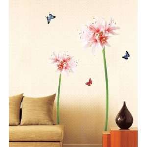  Modern House Giant Spout Pink Lily Large Wall Decals Stickers 