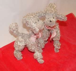 VTG GRAY POSEABLE POODLES JAPAN 8 TALL WIRE CHENILLE  