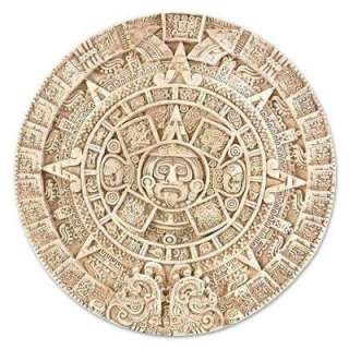 HISTORY MAYAN AZTEC CALENDAR SCULPTURAL WALL RELIEF 17 White Marble 