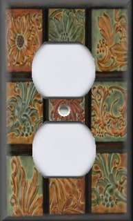   Plate Cover   Wall Decor   Tuscan Tones Floral Mosaic Image  