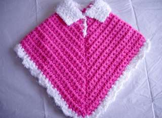 BABY CLOTHES PONCHO HANDMADE CROCHET SIZE 6 MONTHS  