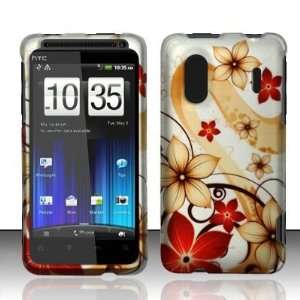 For HTC Evo Design 4G / Kingdom (Sprint) Red Flowers Hard Cover Design 