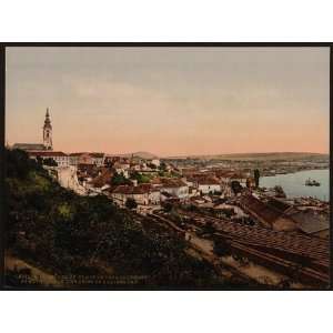 Photochrom Reprint of Landing place and cathedral, Belgrade, Servia