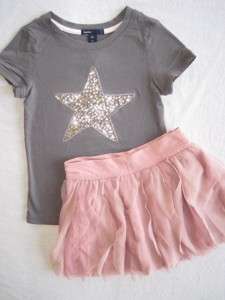 Gap Girls Modern Dance Pink Tulle Petal Skirt & Star Sequin Top 6 7 8 