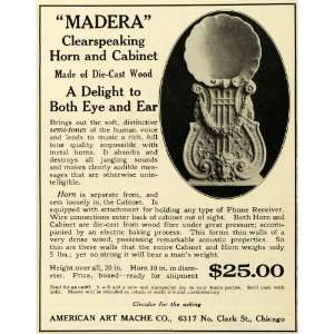 1922 Ad Madera Horn Cabinet American Art Mache Chicago Illinois Music 