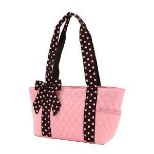  BELVAH   Quilted Monogrammable Tote Bag   Pink & Brown 