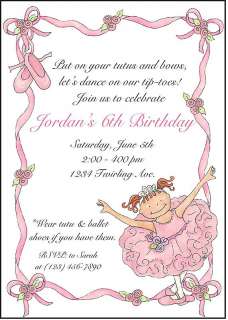 Personalized BALLET BALLERINA BIRTHDAY Invitations  