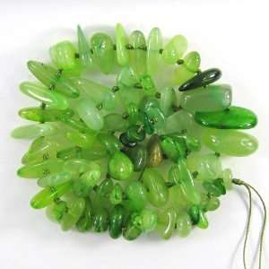  6 22mm green jade chip nugget beads 17 stand