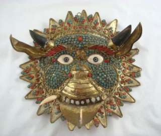   vintage barong mask bali indonesia carnelian natural stone mask