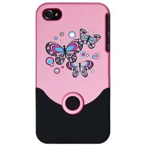  iPhone 4 or 4S Slider Case Pink Psychedelic Butterflies 