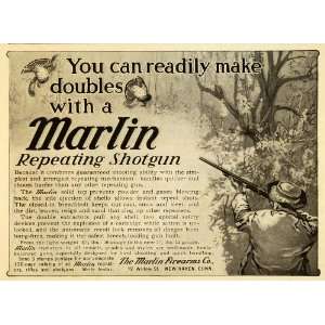  1909 Ad Antique Marlin Repeating Shotgun Bird Hunting Firearms Guns 