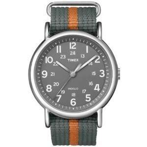  Timex Weekender Slip Thru Watch   Gray/Orange Stripe 