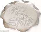 aluminum tin serving tray engraved flowers scallop edge antique 