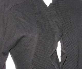 NWT Black CALVIN KLEIN Ribbed Ruffle Cardigan Sweater M  