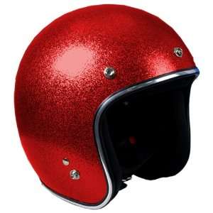  Hot Leathers Red Flake Large DOT Approved Open Face Helmet 