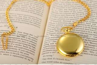 Antique Polished Gold White Mens Quartz Pocket Watch With Chain 