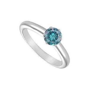  Blue Diamond Solitaire Ring  14K White Gold 0.75 CT 