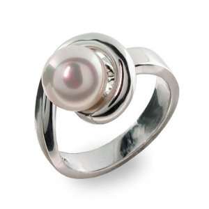  Sterling Silver Loop Pearl Ring   5 Eves Addiction 