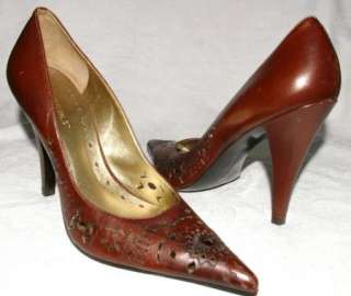 BCBG Girls Brown Leather High Heels Pumps Womens Shoes 7 B  