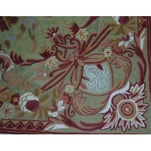   Art Nouveau Green Chain Stitched Wool Rug(8X10FT) Furniture & Decor