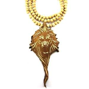  Large Wooden Lion Head Natural Good Quality Wood Pendant 